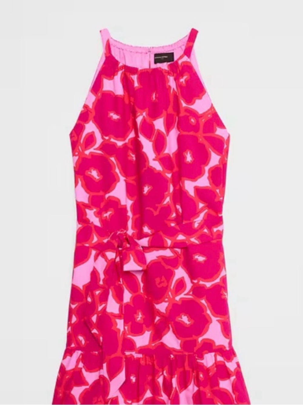 Banana Republic Factory Pink and Hot Pink Floral Halter Mini Dress